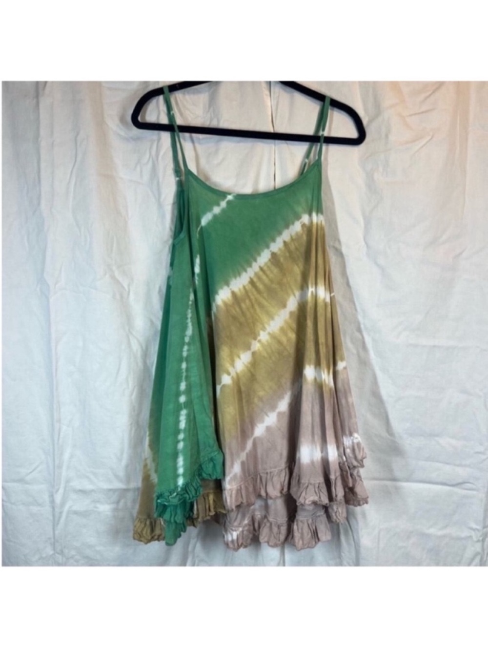 Melé beach Ruffle tie dye Sleeveless tunic top beach cover up one size